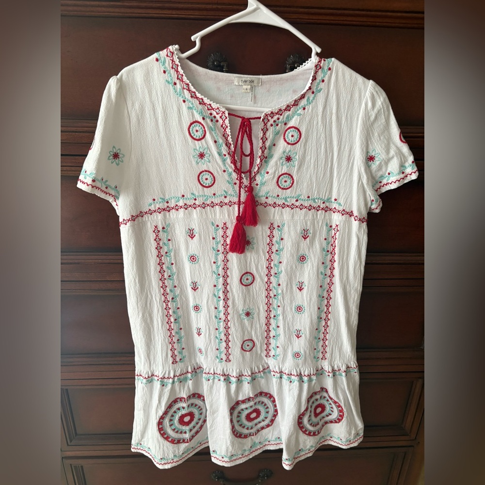 Tyler Boe Cream Embellished Mini Dress with Tie Front